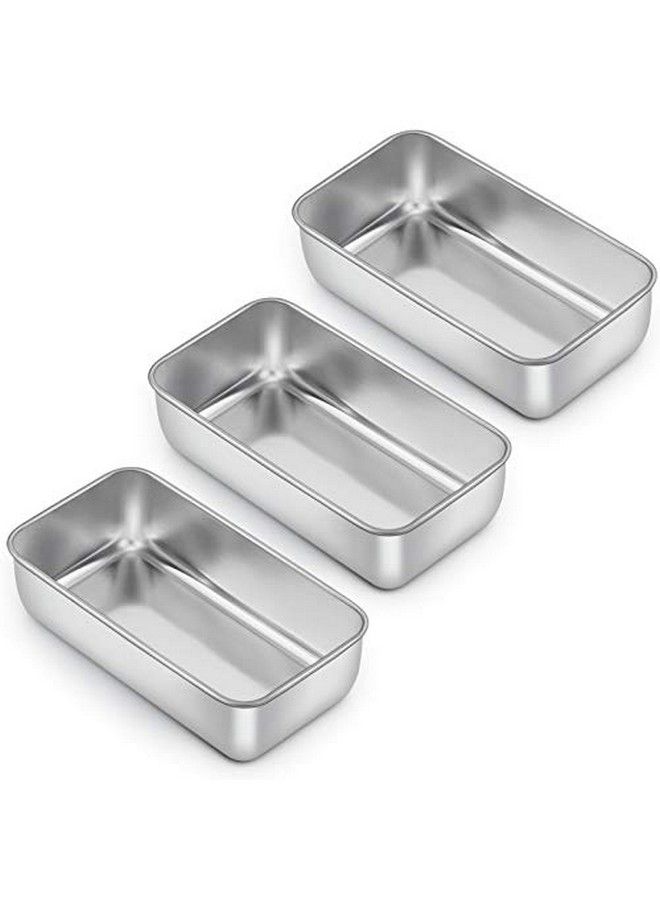 E-far قالب خبز لصنع الخبز 9 × 5 بوصة من الفولاذ المقاوم للصدأ، قوالب خبز معدنية لصنع الخبز، لحم الخبز، كعك، براونيز، صحية وغير سامة، سهلة الإخراج وآمنة في غسالة الصحون، مجموعة من 3 - Image 1