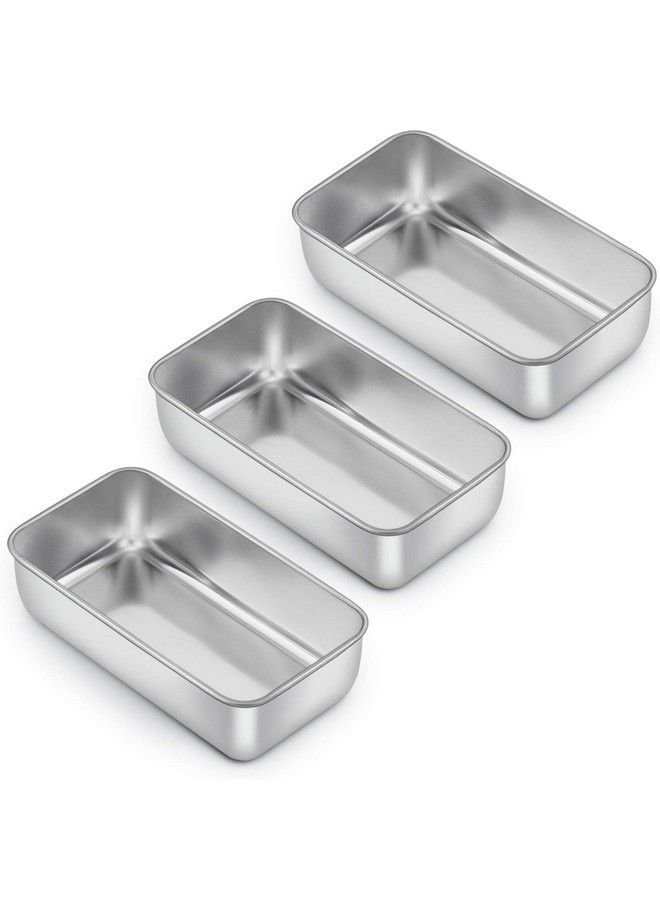 E-far قالب خبز لصنع الخبز 9 × 5 بوصة من الفولاذ المقاوم للصدأ، قوالب خبز معدنية لصنع الخبز، لحم الخبز، كعك، براونيز، صحية وغير سامة، سهلة الإخراج وآمنة في غسالة الصحون، مجموعة من 3 - Image 2