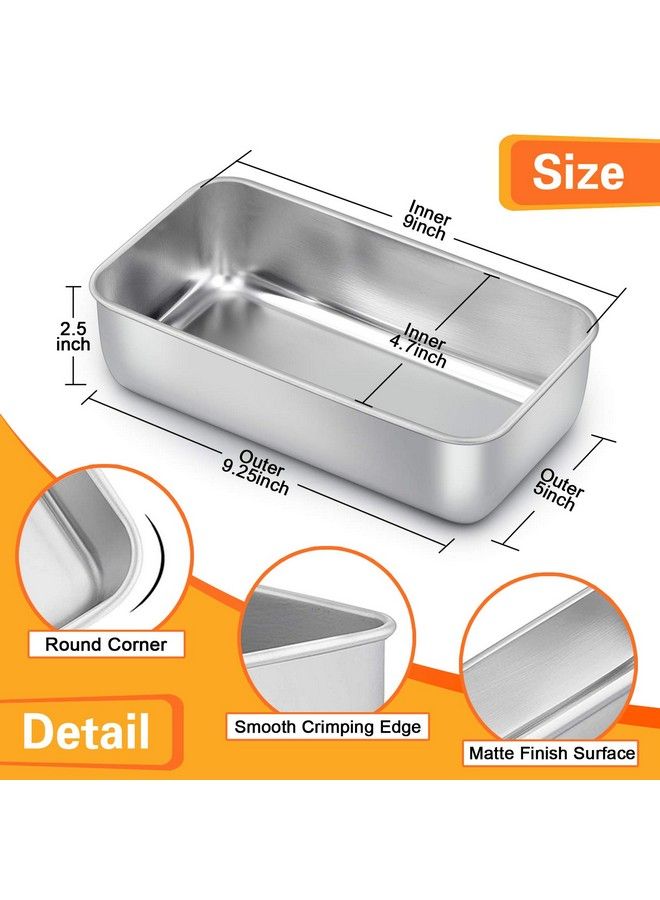 E-far قالب خبز لصنع الخبز 9 × 5 بوصة من الفولاذ المقاوم للصدأ، قوالب خبز معدنية لصنع الخبز، لحم الخبز، كعك، براونيز، صحية وغير سامة، سهلة الإخراج وآمنة في غسالة الصحون، مجموعة من 3 - Image 3