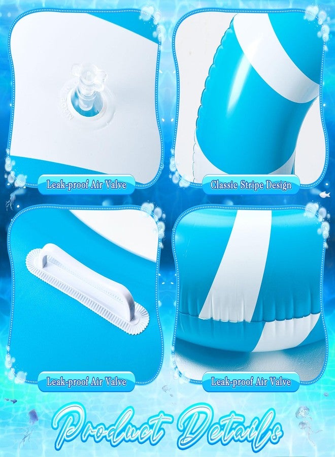 WinnerWhy 1 Pcs Jumbo Blue Swim Ring with Handles 47.24 Inches Inflatable Pool Float Tube Classic Striped Inflatable Swimming Pool Ring for Adults Summer Pool Lounger Rafts Beach Party Supplies - Image 3