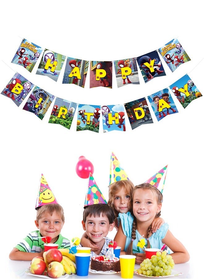 مجموعة لافتات عيد ميلاد الرجل العنكبوت ، أغطية كعكة الكرتون ، مجموعة مستلزمات حفلات عيد الميلاد - Image 3