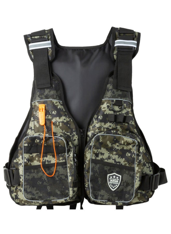 Generic Jiuran Fishing Special Multifunctional Hydro Jacket Life Jacket Multi-Pocket Sanda Fishing Vest Sea Fishing Survival Vest-Color:Camouflage  - Image 1