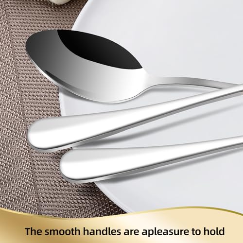ITITT 12 Pieces Spoons and Forks Set,Food Grade Stainless Steel Flatware Cutlery Set,6 Forks(6.8 inch) and 6 Spoons(6.6inch) Silverware Set for Home,Kitchen,Restaurant-Mirror Polished & Dishwasher Safe - Image 4