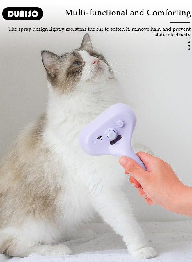 DUNISO Pet Steam Brush, 3 In 1 Cat Steamy Brush with Water Tank and Release Button, Multifunction Rechargeable Self-Cleaning Spray Cat Brush For Shedding, Dog Steam Brush, Pet Hair Cleaning Removal Brush For Cat Dog - Image 5