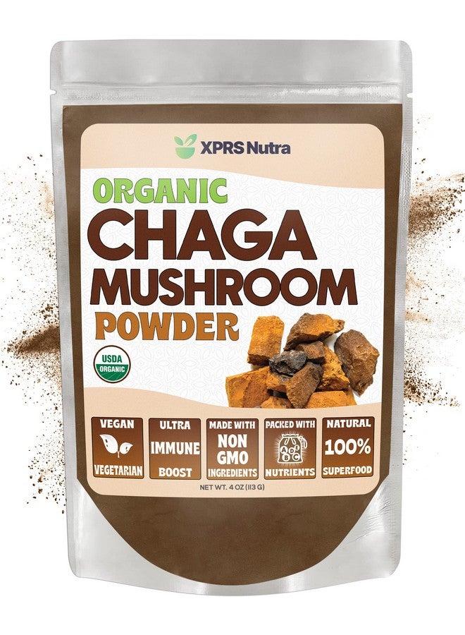 XPRS Nutra مسحوق فطر الشاجا العضوي الممتاز - مسحوق فطر الشاجا العضوي من وزارة الزراعة الأمريكية - مسحوق الشاجا لتعزيز المناعة - صديق للنباتيين - سوبر فود لشاي الشاجا والمشروبات (4 أونصة) - Image 1