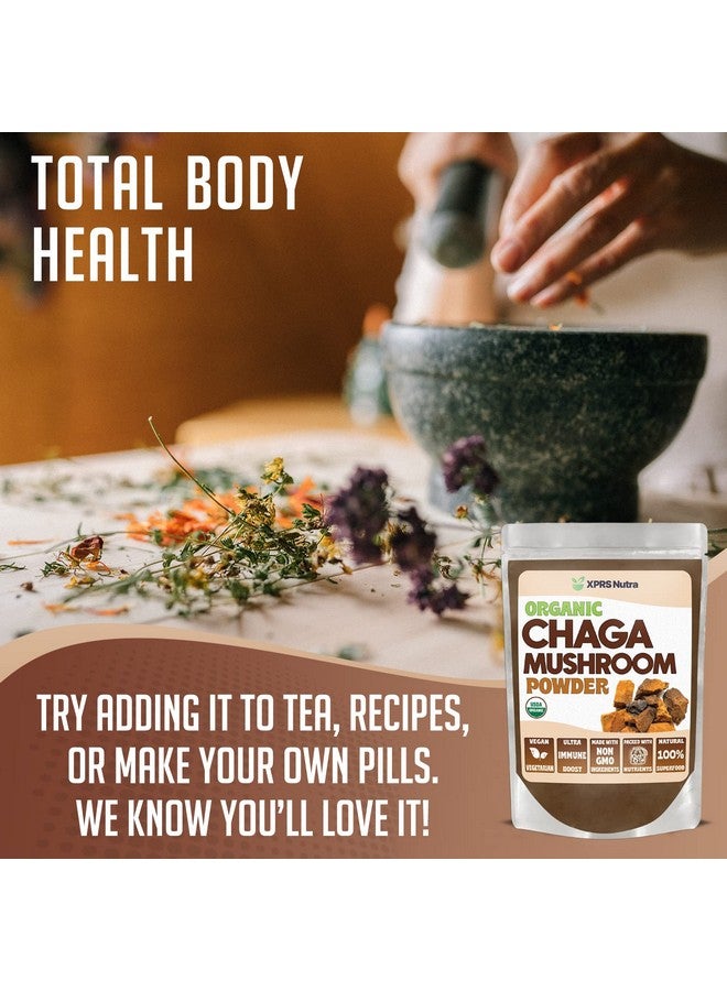 XPRS Nutra مسحوق فطر الشاجا العضوي الممتاز - مسحوق فطر الشاجا العضوي من وزارة الزراعة الأمريكية - مسحوق الشاجا لتعزيز المناعة - صديق للنباتيين - سوبر فود لشاي الشاجا والمشروبات (4 أونصة) - Image 4