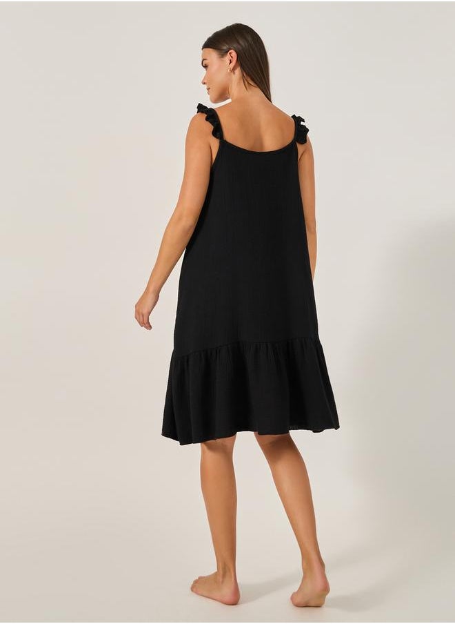 Styli Ruffled Hem Strappy Scoop Neck Slip Dress  - Image 4