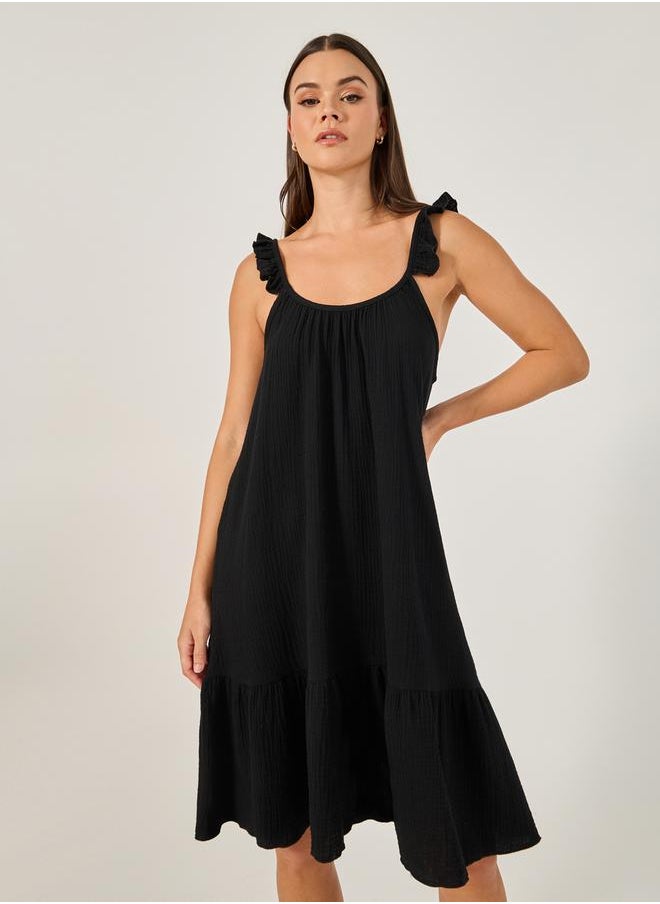 Styli Ruffled Hem Strappy Scoop Neck Slip Dress  - Image 2