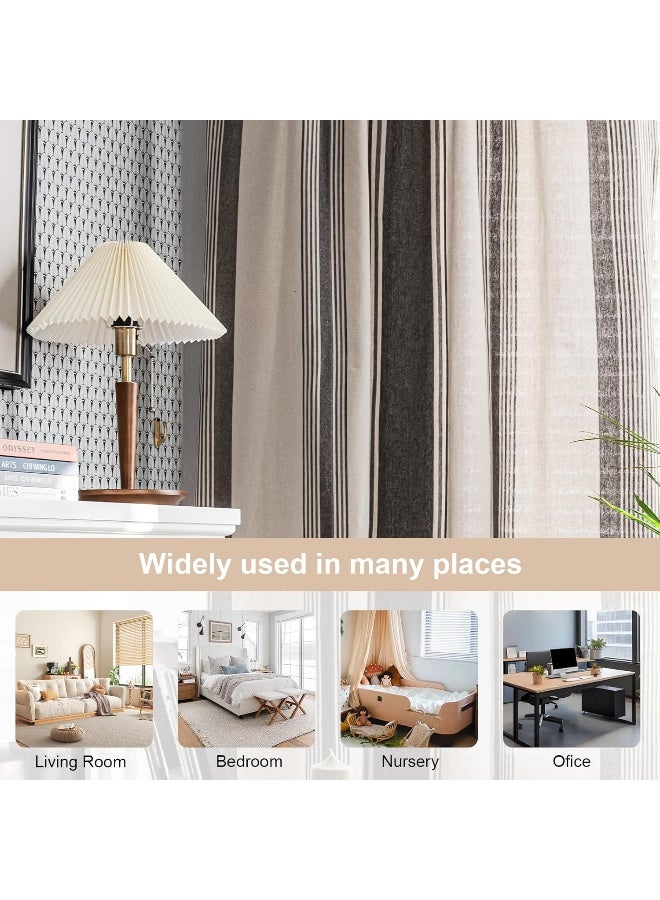 ColorBird Farmhouse Semi-Blackout Window Curtains 2 Panels Yarn-Dyed Striped Cotton Linen Darkening Curtains with Tassel Rod Pocket Window Drapes for Dining Living Bedroom (59" W x 63" L, Coffee) - Image 5