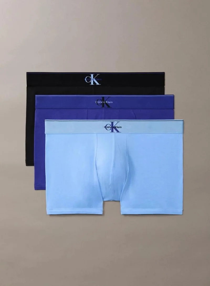 Calvin Klein 3-pack Graphic Monogram Trunks - Cotton Stretch