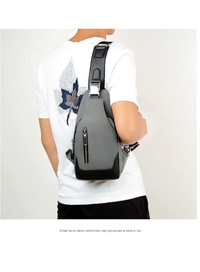 Men's Messenger bag shoulder Oxford Cloth Chest Bags Crossbody Casual Bags Man USB Charging Multifunction And Handbag  - Image 2