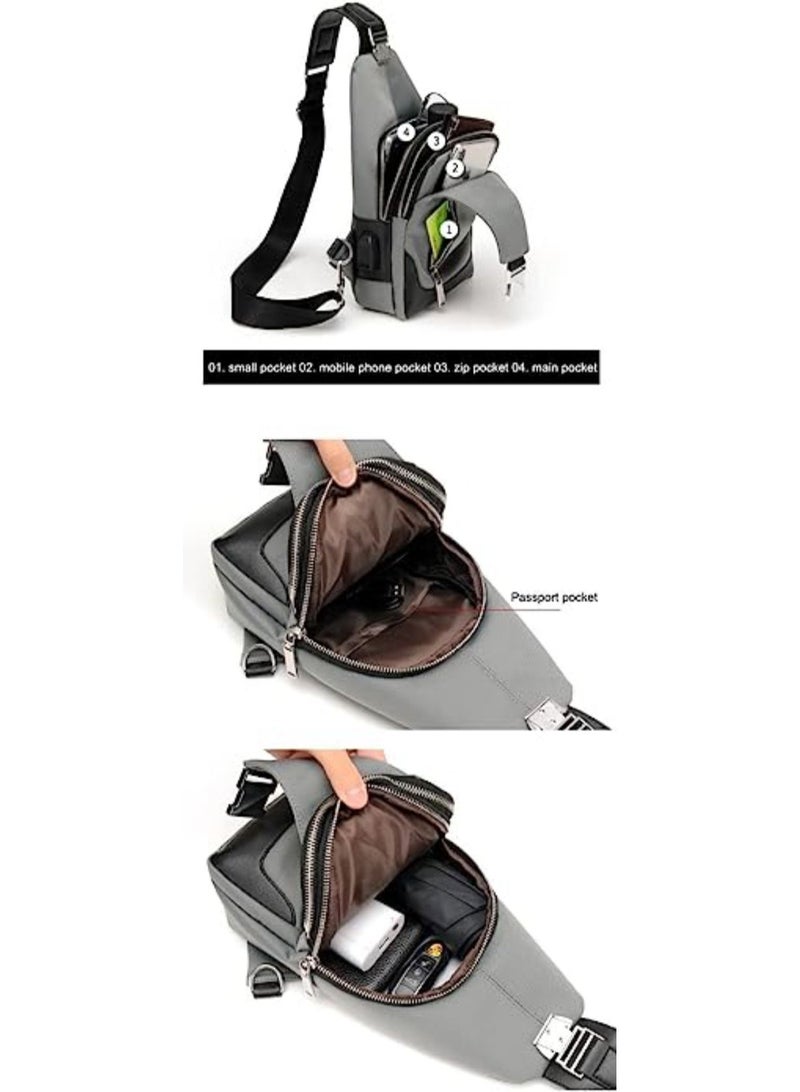 Men's Messenger bag shoulder Oxford Cloth Chest Bags Crossbody Casual Bags Man USB Charging Multifunction And Handbag  - Image 3