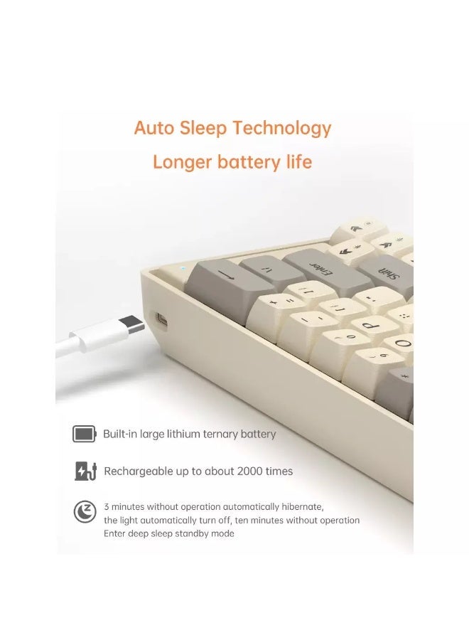 LANGTU GK65 3-Mode Wireless, Bluetooth, Wired RGB Gaming Mechanical Keyboard, Hot-Swappable Orange Quiet Linear Switch W/Hot-Swap Free-Mod Pcb Socket - Image 3