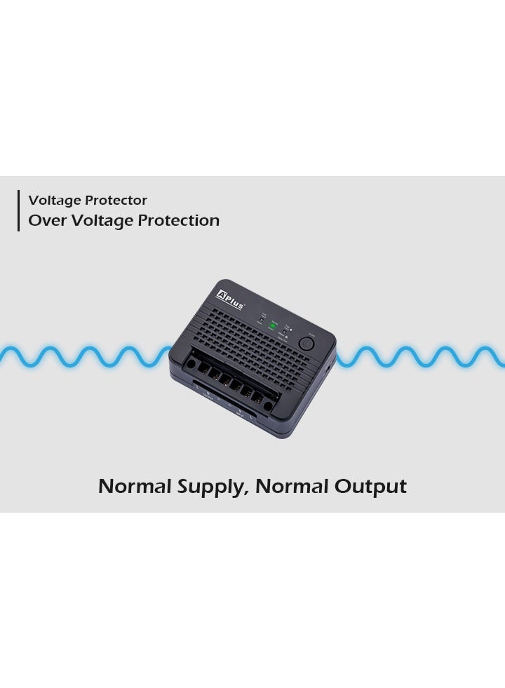 APLUS Voltage protection device: Rated terminal wire connection. The PlusGuard 4-30A operates at 30 amps to prevent damage to electrical and electronic equipment caused by power fluctuations, especially prolonged periods of overvoltage and undervoltage. - Image 4