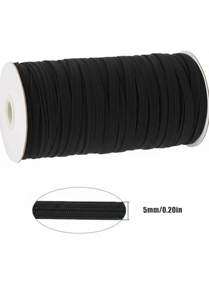 5mm Wide 64m Elastic Cord Black Flat Thick Elastic Band Elastic Cord for Sewing Clothes Craft - Image 1