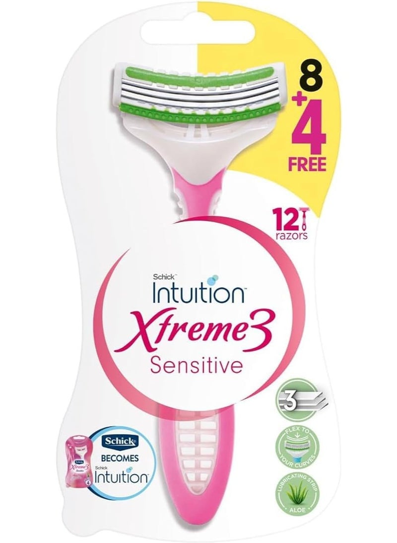 schick Intuition xtreme 3 sensitive  (3blade) 12 razors - Image 1