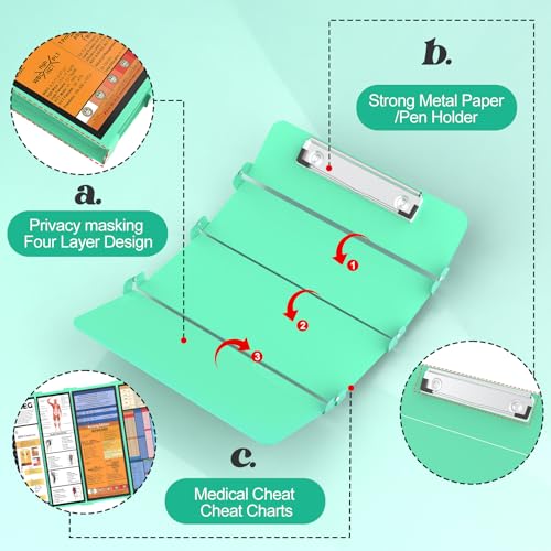 NECEG Foldable Nursing Clipboard 4 Layer, Aluminum Medical Clipboard with Cheat Sheet, Privacy Nurse Clipboard for Hospital, Clinic, Nursing Student - Image 4