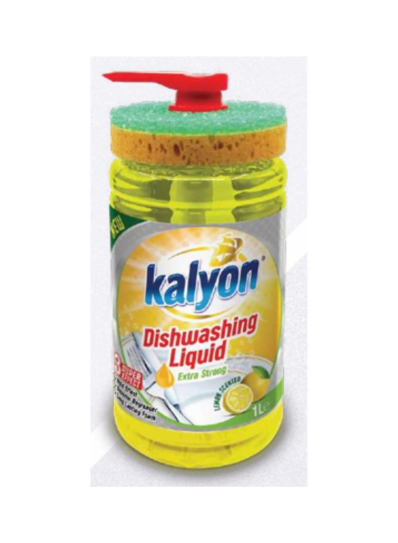 kalyon Dishwashing Liquid Lemon With Sponge 1L