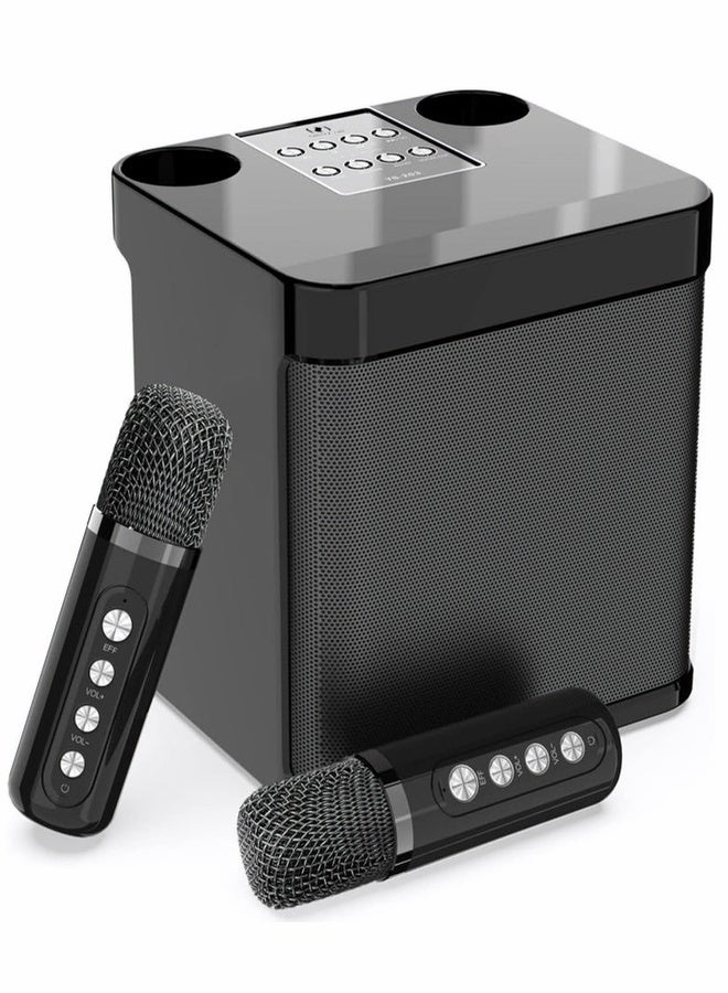 مكبر صوت كاريوكي لاسلكي بتقنية بلوتوث مع ميكروفونين لاسلكيين، نظام غناء صغير للمنزل والحفلات والنزهات، نظام كاريوكي ثنائي - Image 1