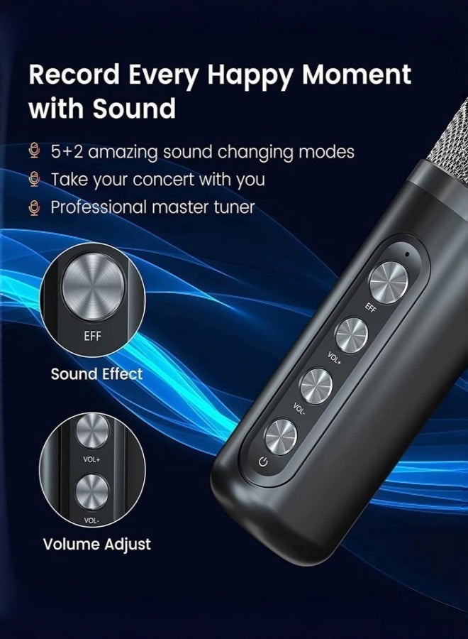 مكبر صوت كاريوكي لاسلكي بتقنية بلوتوث مع ميكروفونين لاسلكيين، نظام غناء صغير للمنزل والحفلات والنزهات، نظام كاريوكي ثنائي - Image 4