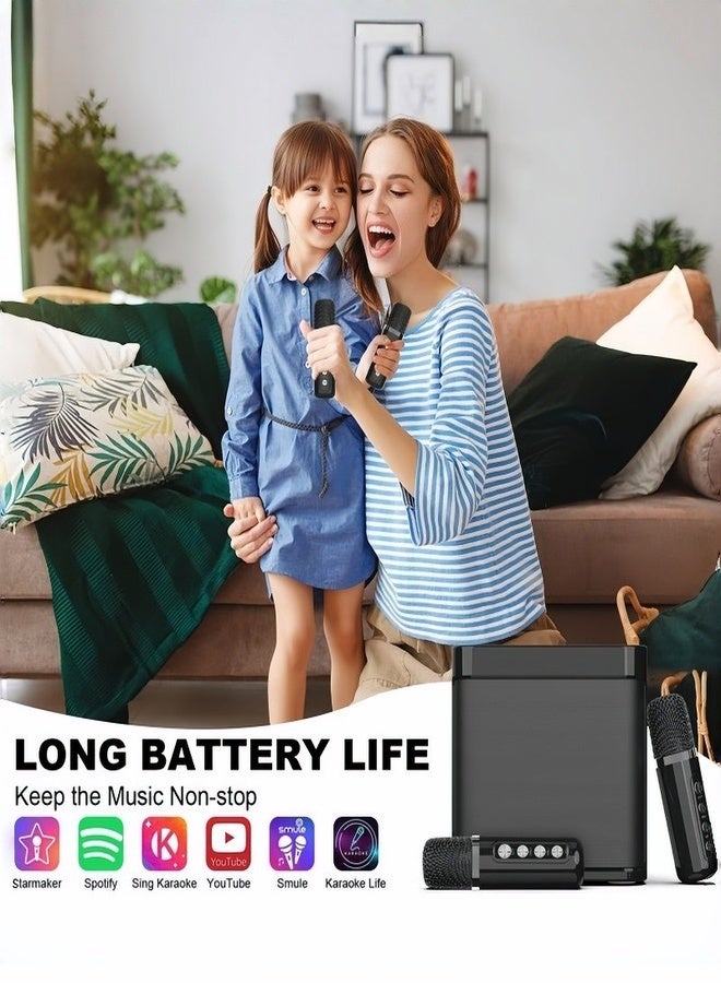 مكبر صوت كاريوكي لاسلكي بتقنية بلوتوث مع ميكروفونين لاسلكيين، نظام غناء صغير للمنزل والحفلات والنزهات، نظام كاريوكي ثنائي - Image 5