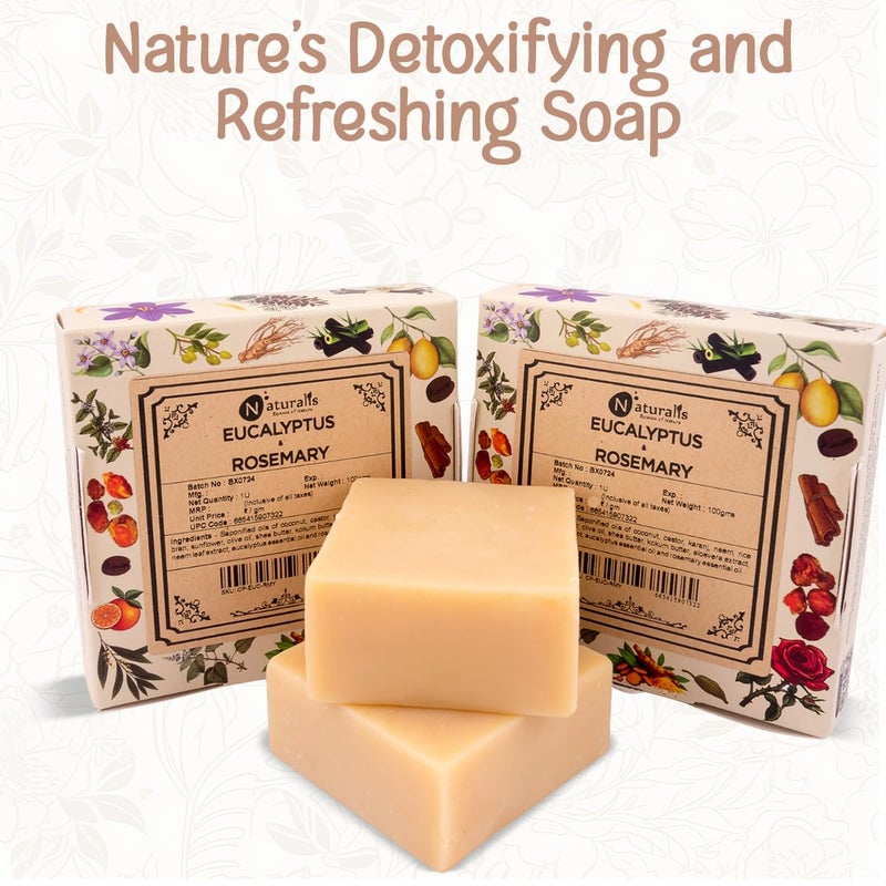 Naturalis Eucalyptus Soap Handmade ColdPressed Soap with Organic Rosemary Oil Organic Soap for Deep Cleansing Hydration Skin Soothing and Radiant Glow 100g - Image 3