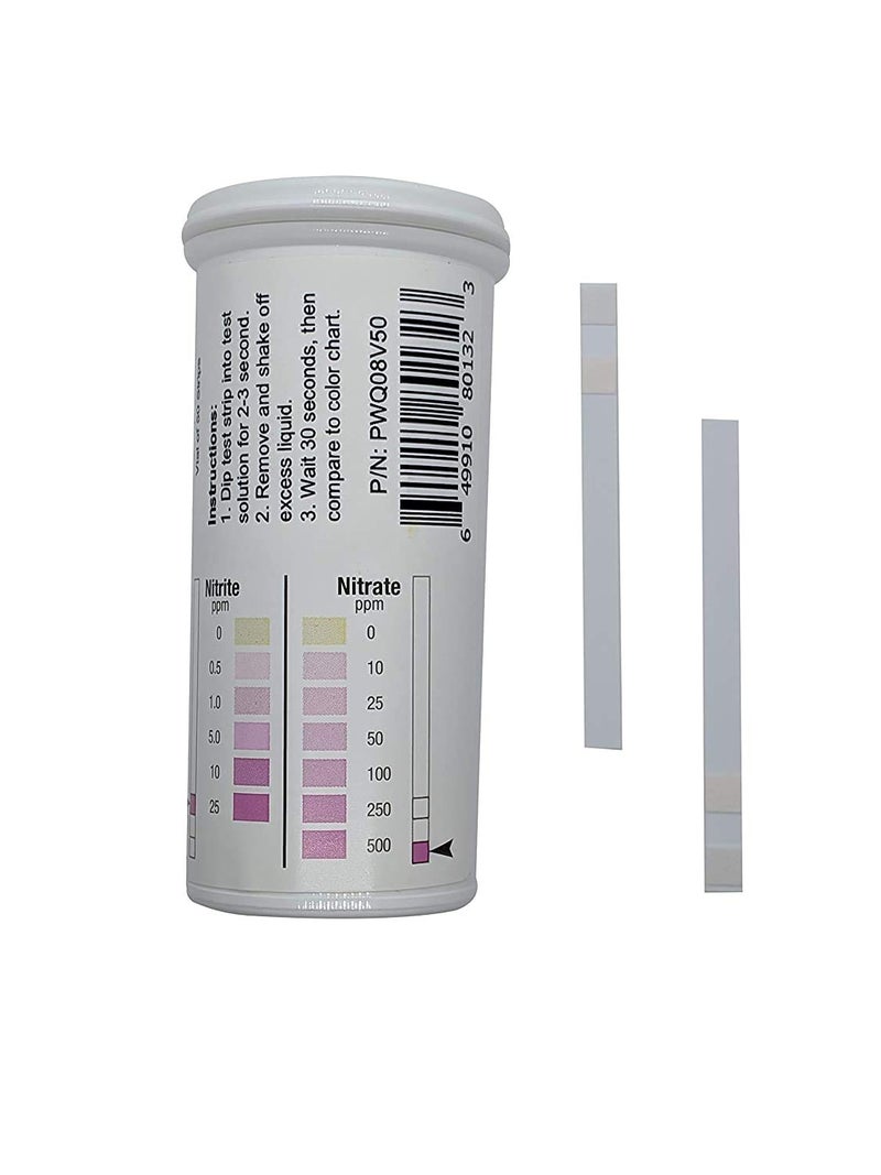 Bartovation Nitrite 0-25 ppm, Nitrate 0-500 ppm Two Pad Test Strip [Vial of 50 Strips] - Image 1