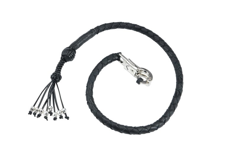 GARGOYLE BELLS Biker Whip 42" Motorcycle Get Back Whip, Handlebar Accessories for motorbike, Genuine Leather Whips for Motorcycles - Image 5