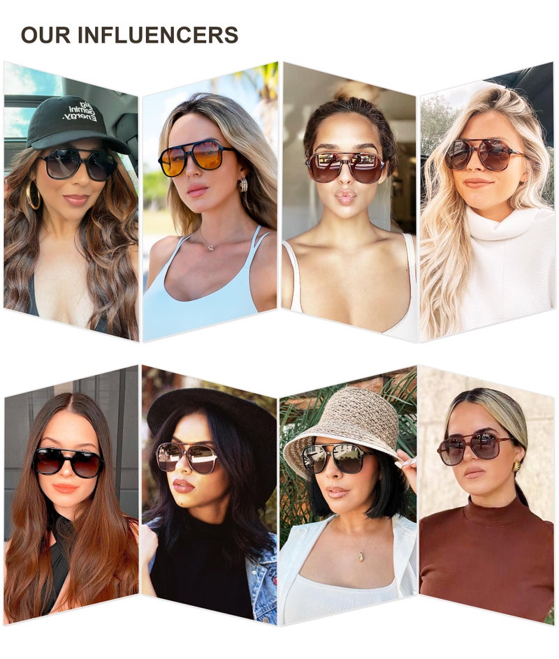 SOJOS Retro Polarized Aviator Sunglasses Womens Mens Classic 70s 80s Vintage Trendy Square Aviators SJ2174, Red/Red Gradient Blue - Image 3