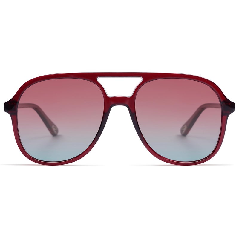 SOJOS Retro Polarized Aviator Sunglasses Womens Mens Classic 70s 80s Vintage Trendy Square Aviators SJ2174, Red/Red Gradient Blue - Image 2