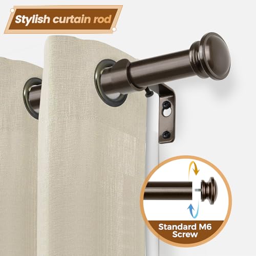 TONIAL Bay Window Curtain Rods, 32 to 86 Inch Center Rod for window, 20 to 82 Inch Side Rods for windows 3/4 Inch Decorative Drapery Rods with Small Cap Finial, Bronze - Image 5