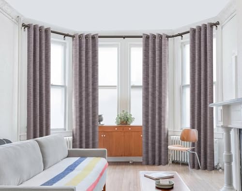 TONIAL Bay Window Curtain Rods, 32 to 86 Inch Center Rod for window, 20 to 82 Inch Side Rods for windows 3/4 Inch Decorative Drapery Rods with Small Cap Finial, Bronze - Image 2