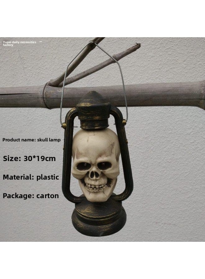 Script Killing Atmosphere Light LED Flame Candlestick  Haunted House Chamber Escape Horror Room Decoration Props Light-Color:Candlestick: 1 Pair Of Skull Lights - Image 4