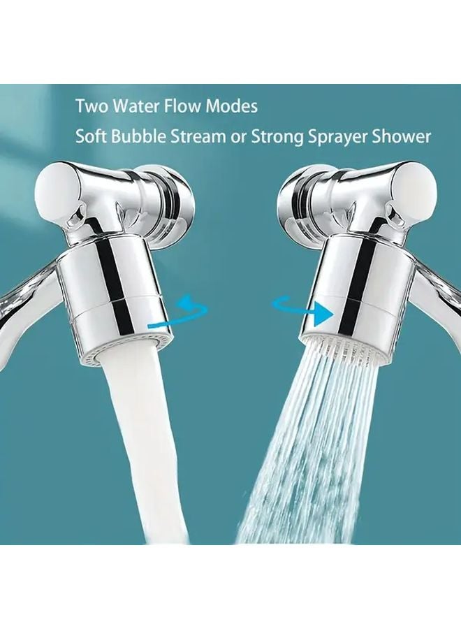 1pc Rotating Faucet Spray Head Silver Water Saving Kitchen Sink Robotic Arm Two Flow Modes - Image 5