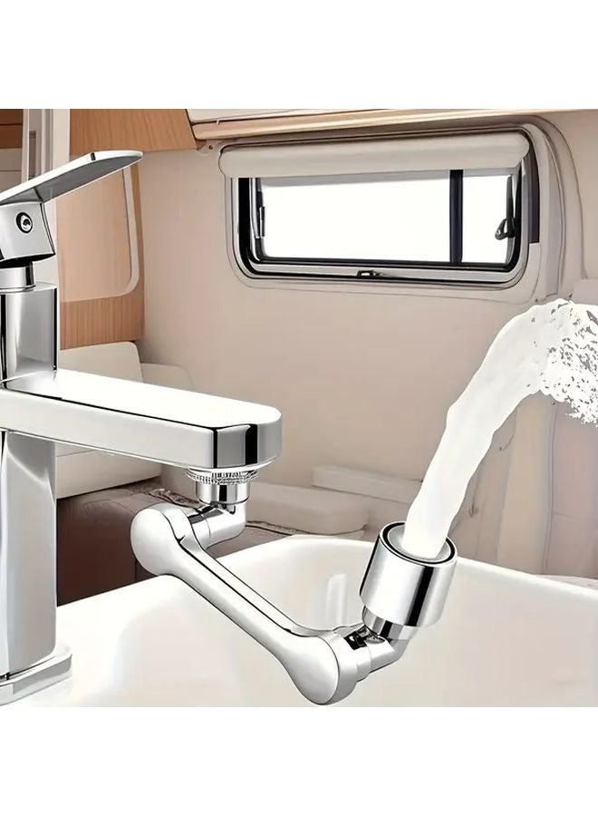 1pc Rotating Faucet Spray Head Silver Water Saving Kitchen Sink Robotic Arm Two Flow Modes - Image 4
