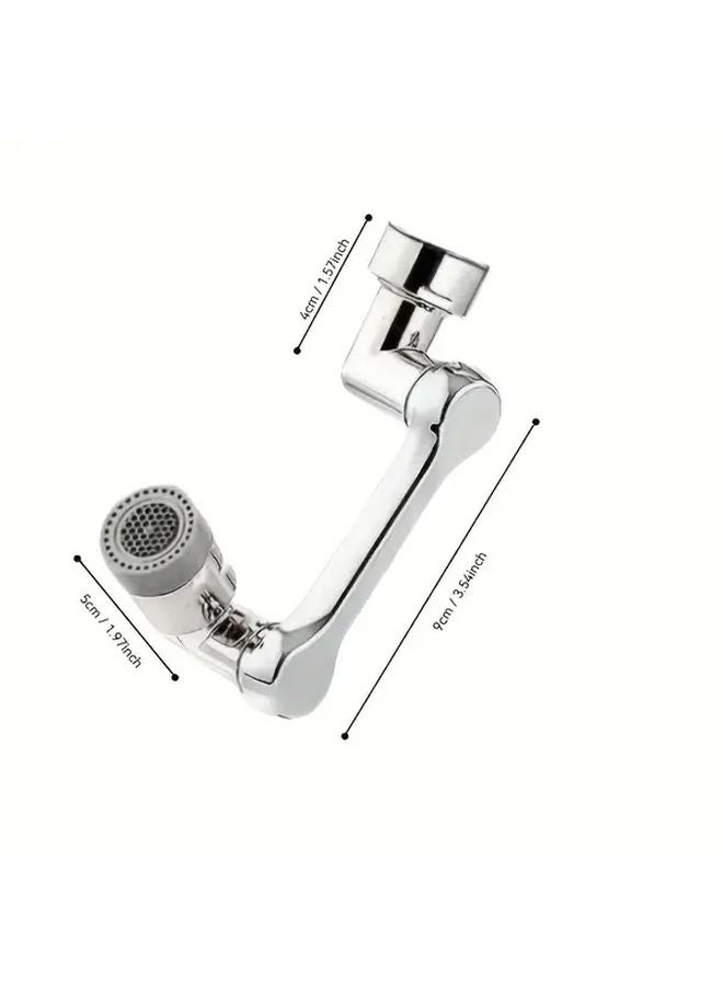 1pc Rotating Faucet Spray Head Silver Water Saving Kitchen Sink Robotic Arm Two Flow Modes - Image 1