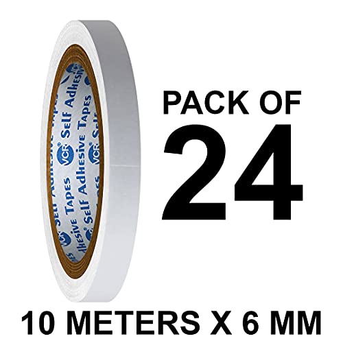 VCR Double Side Tissue Tape - 10 Meters in Length - 06mm / 0.25" Width - 24 Rolls Per Pack - Easy Tear for Double Sided Adhesive Use, Best for Arts, Crafts, Photography, Scrapbooking., White - Image 2