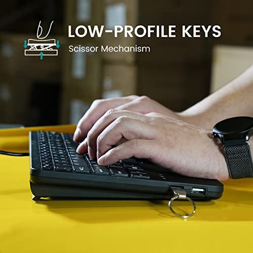 Perixx PERIBOARD-525 US, Wired Mini USB Keyboard with Touchpad - X Type Scissor Keys - 11.18x7.17x1.1 Inches - Build-in 2 USB Hubs - US English - Image 5