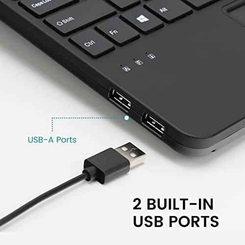 Perixx PERIBOARD-525 US, Wired Mini USB Keyboard with Touchpad - X Type Scissor Keys - 11.18x7.17x1.1 Inches - Build-in 2 USB Hubs - US English - Image 4