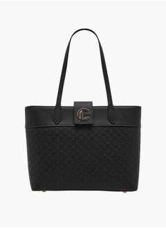 Le Confort Women's Monogram Embossed Tote Bag with Double Handle and Zip Closure  - Image 1