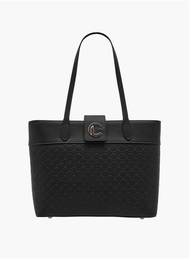 Le Confort Women's Monogram Embossed Tote Bag with Double Handle and Zip Closure  - Image 1