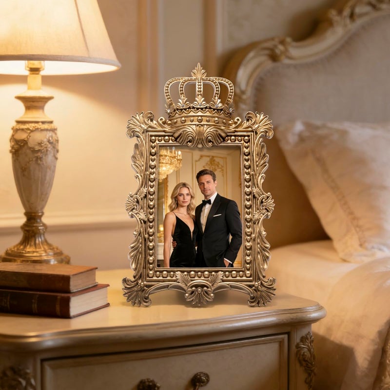 Hodao Ornate Gold Crown Photo Frame 4Ã—6 â€” Victorian-Inspired Baroque Resin Picture Frame with Acrylic Cover, Decorative Tabletop Photo Frame & Gift for Wedding, Valentineâ€™s Day, Home DÃ©cor - Image 5