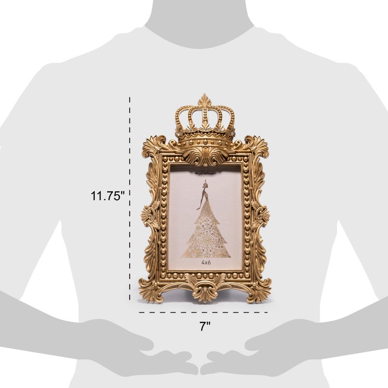 Hodao Ornate Gold Crown Photo Frame 4Ã—6 â€” Victorian-Inspired Baroque Resin Picture Frame with Acrylic Cover, Decorative Tabletop Photo Frame & Gift for Wedding, Valentineâ€™s Day, Home DÃ©cor - Image 3