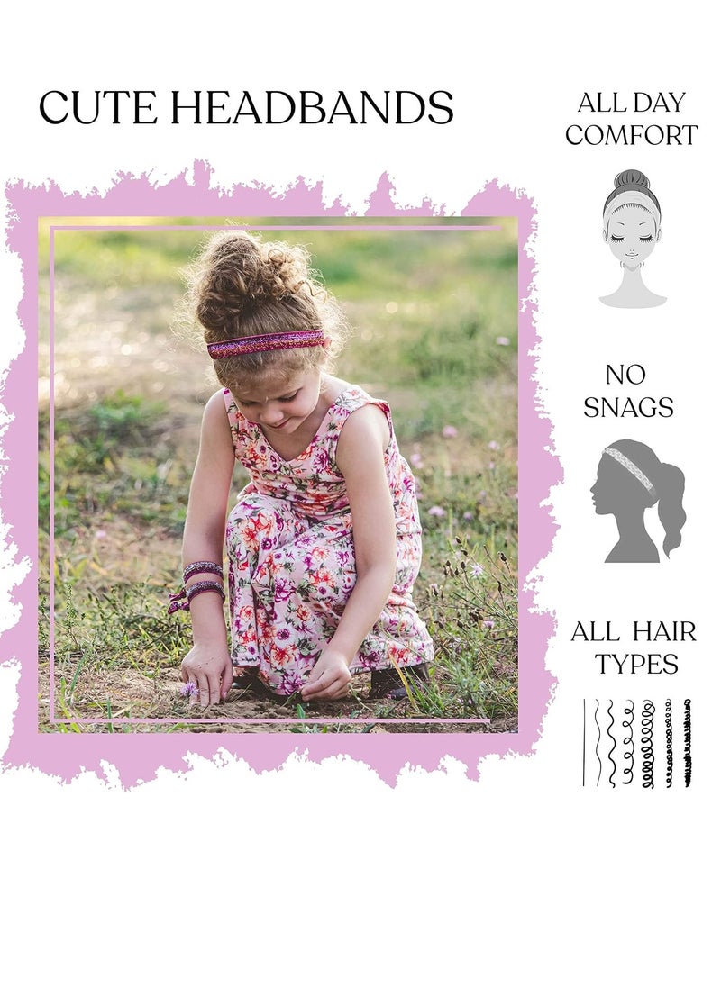 FROG SAC - Sac 6 Glitter Headbands For Girls, Adjustable Non Slip Head Bands For Kids, Cute Sparkly Stretch Elastic Hair Accessories For Gymnastics For Teen Girls, Women - Image 1