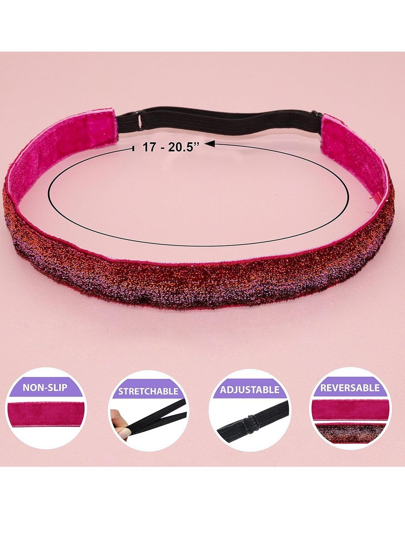 FROG SAC - Sac 6 Glitter Headbands For Girls, Adjustable Non Slip Head Bands For Kids, Cute Sparkly Stretch Elastic Hair Accessories For Gymnastics For Teen Girls, Women - Image 1