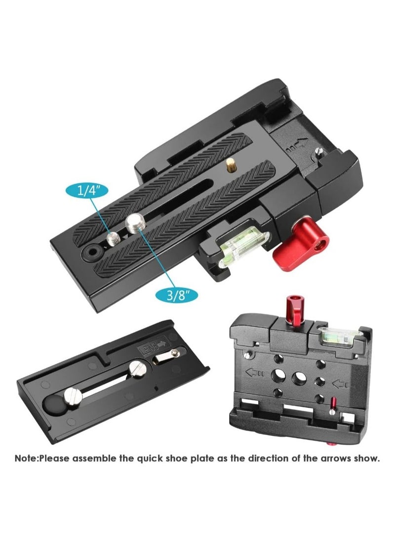 VKL Aluminum Alloy Mount Quick Release Plate Aluminium Alloy Camera Base Plate Bubble Leveler Safety Pin for Tripod Slide Rail Stabilizer Fluid Head  - Image 3