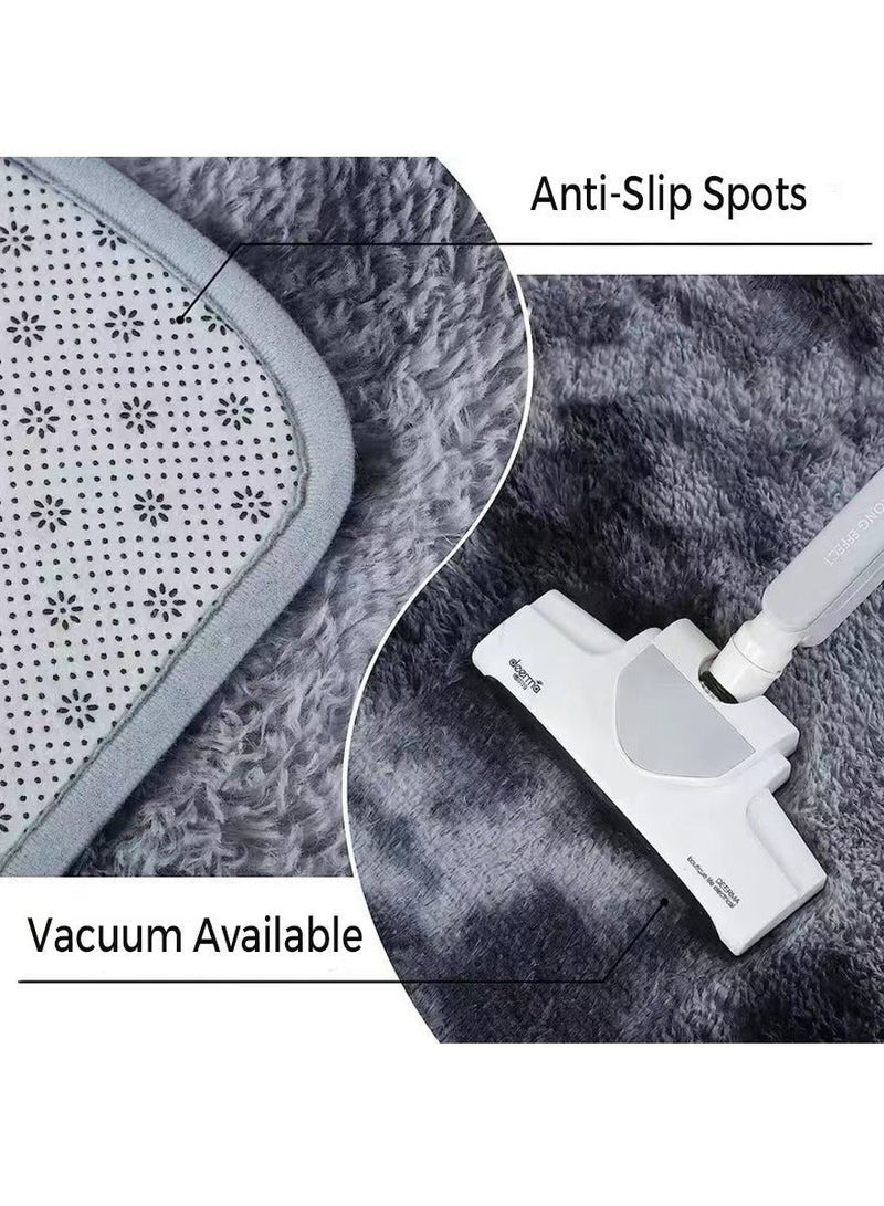 WangPangZi Abstract Soft Living Room and Bedroom Fluffy Rug - Luxurious Floor Mat with Non-Slip Backing, Large Shag Shaggy Carpet for Living Room Decor, 1.8-Inch Thickness, Safe for Children and Pets , Easy to Clean, Suit of Bedside Bedroom Indoor Floor Kids Girls Boys Home Decor (Dark Gray) - Image 5