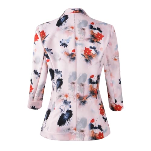 Beninos Womens Blazers 3/4 Sleeve Lightweight Office Work Blazer Jacket (1905 Pink, M) - Image 2