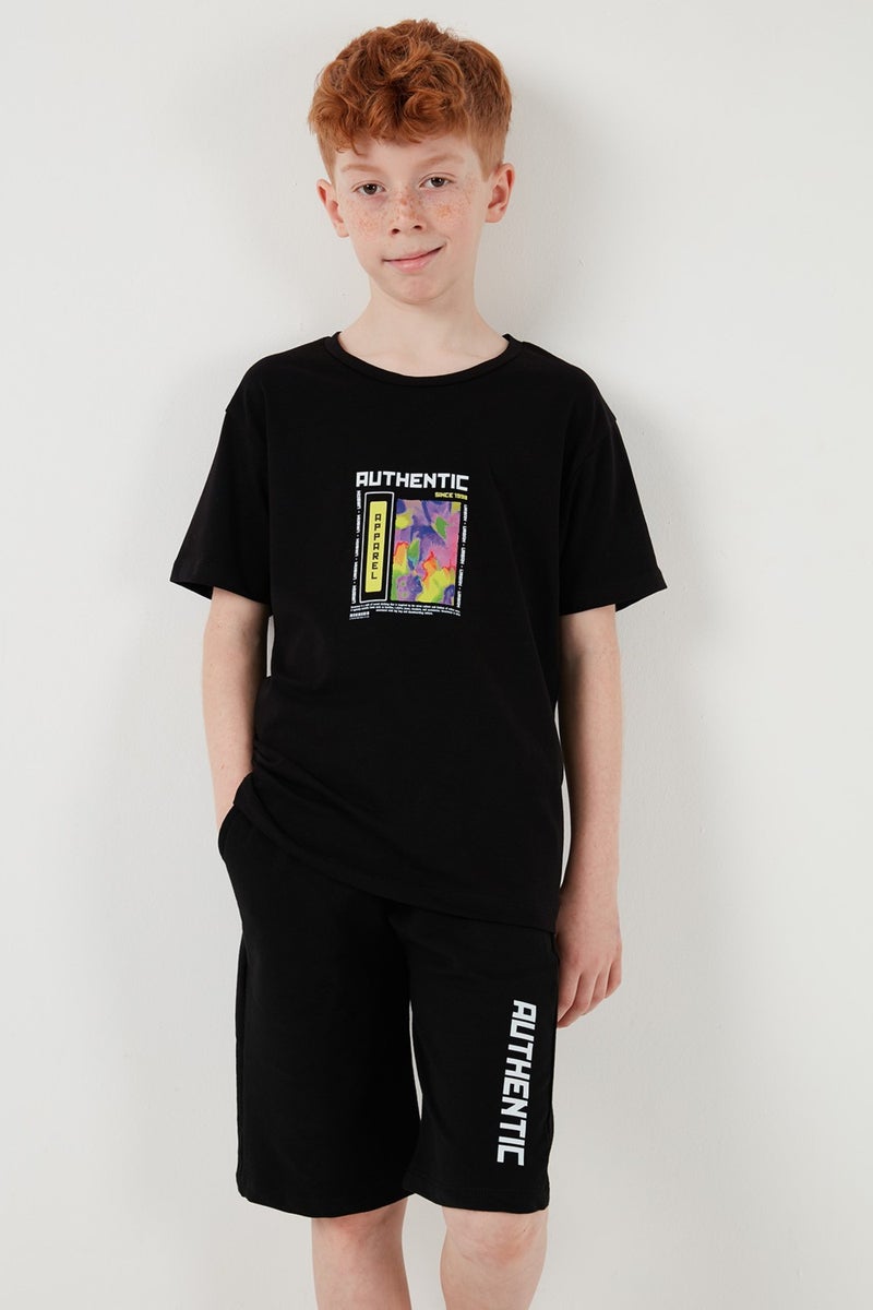 Lela Cotton Regular Fit Crew Neck Top and Bottom Set with Shorts Boy's Suit 6212011 - Image 4