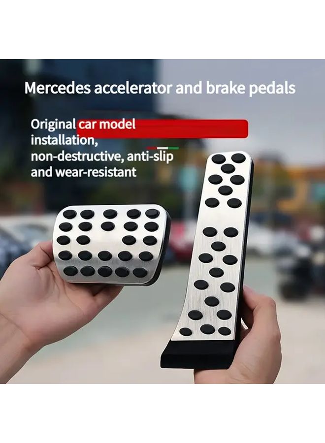 One Pair Silvery Anti Slip Car Throttle And Brake Pedal Mats Durable Metal Construction - Image 1